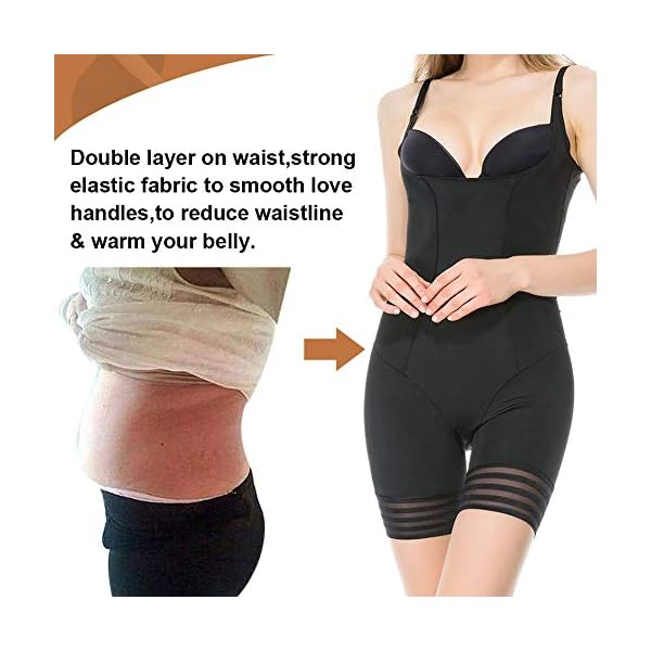 Waist Trainer Body Shaper,Vvarschi women’s thigh slimmer Tommy Tuck shapewear,Health Lightweight Design Bodyshaper bodysuit,Open-Bra Romper Shapewear for Leggings Tights,Black Medium