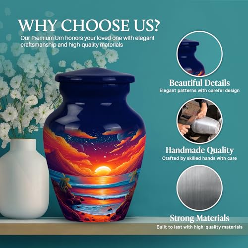 Image of Beach Urn - Memorial Urn for Human Ashes - 3 Inch - Pack of 2 - Small Keepsake Urns for Mom & Dad - Cremation for Human - Unique Urns for Adult Ash