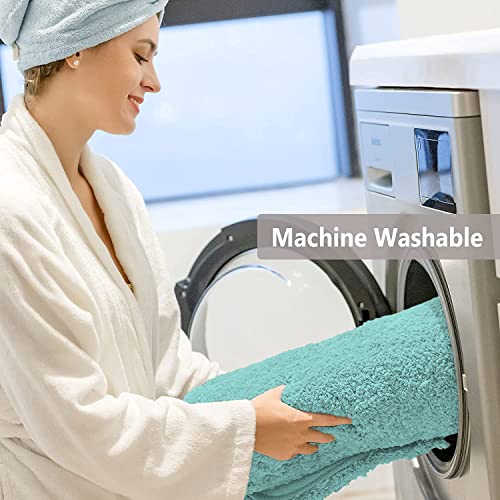 Image of LUXE HOME INTERNATIONAL Microfiber Rectangular Home Bath Mat Super Soft Non Slip Vegas Mats for Bathroom, Kitchen, Bedroom, and Door (40X60 Cm, Aqua) Pack of 1