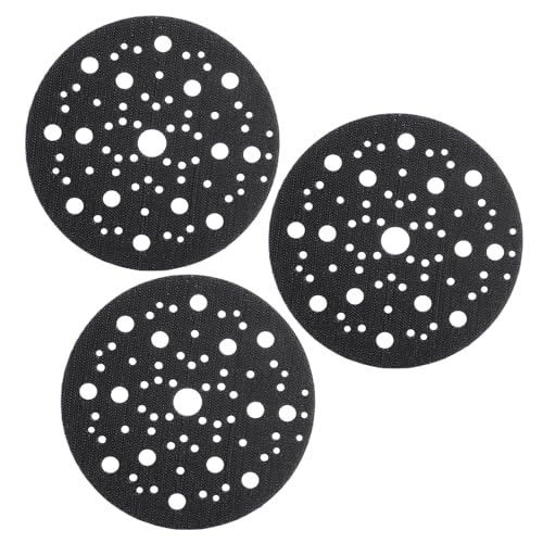 KQDRAVINE 3 Piezas Protector de Disco de Lijado 150mm de con Cierre de Velcro, 70 Orificios, Almohadilla Protectora para Lijadoras Orbitales Aleatorias, Grinding Disc Protector Almohadilla de Lijadora