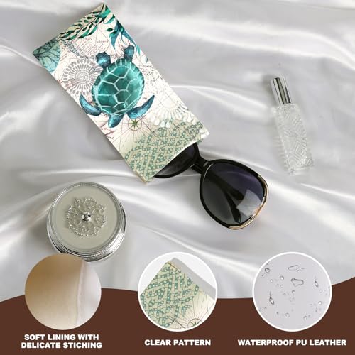 Image of Anikathy 2Pcs Sunglass Eyeglass Glasses Case Soft PU Leather with Cleaning Cloth Cute Glasses Pouch Bag for Men Women Girs