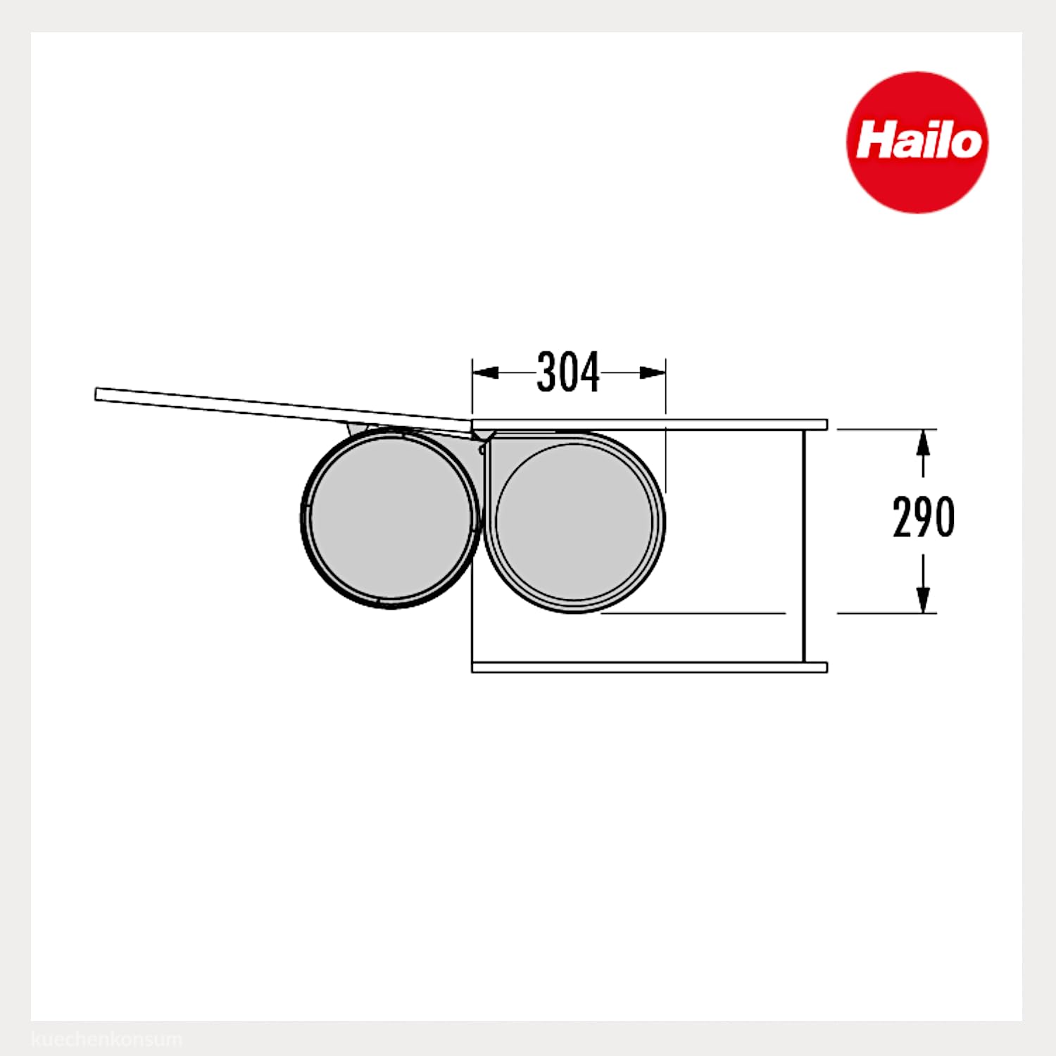 Hailo Abfallsammler 3520071 | Swing Mono 20 Liter | Einbau-Mülleimer mit Schwenkfunktion | Dunkelgrau-Schwarz | Für Küchenschränke ab 40 cm | Platzsparende und hygienische Abfalllösung