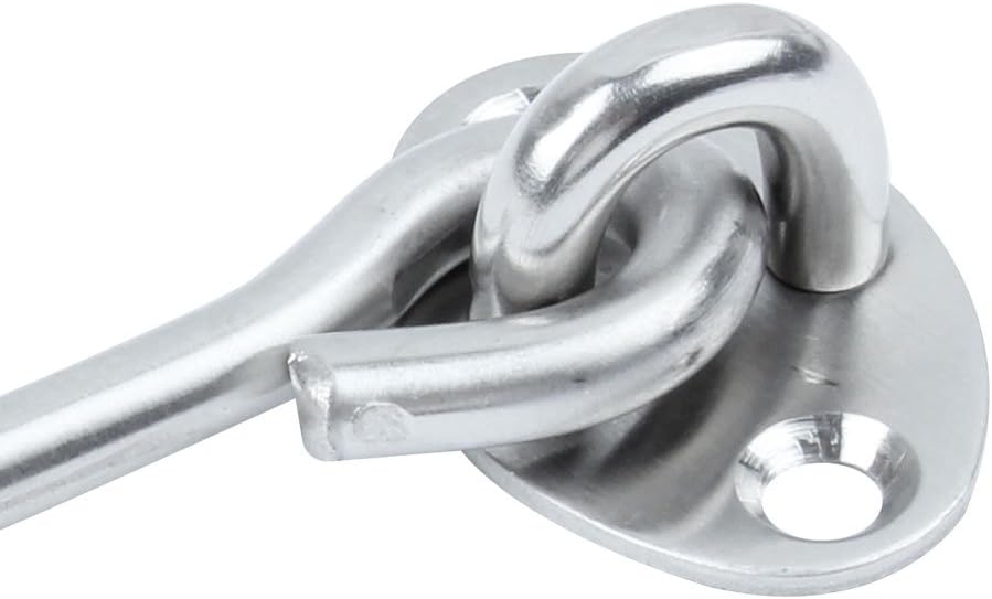 uxcell Stainless Steel 2.8 Inch Door Window Cabinet Shed Gate Latch Lock Catch Eye Cabin Hook 2pcs