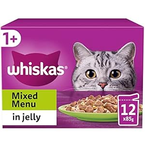 Whiskas 1+ Mixed Selection in Jelly 48 x 85 g Pouches, Adult Cat Food, Pack of 4 (12 x 85 g)