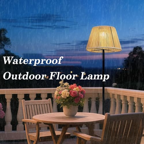 Solar-Stehlampe, wasserdichte kabellose Außenleuchte mit USB-Aufladung, langlebige Rattan-Terrassenlampe für Garten, Veranda & Hofdekoration, warme Beleuchtung für Entspannung