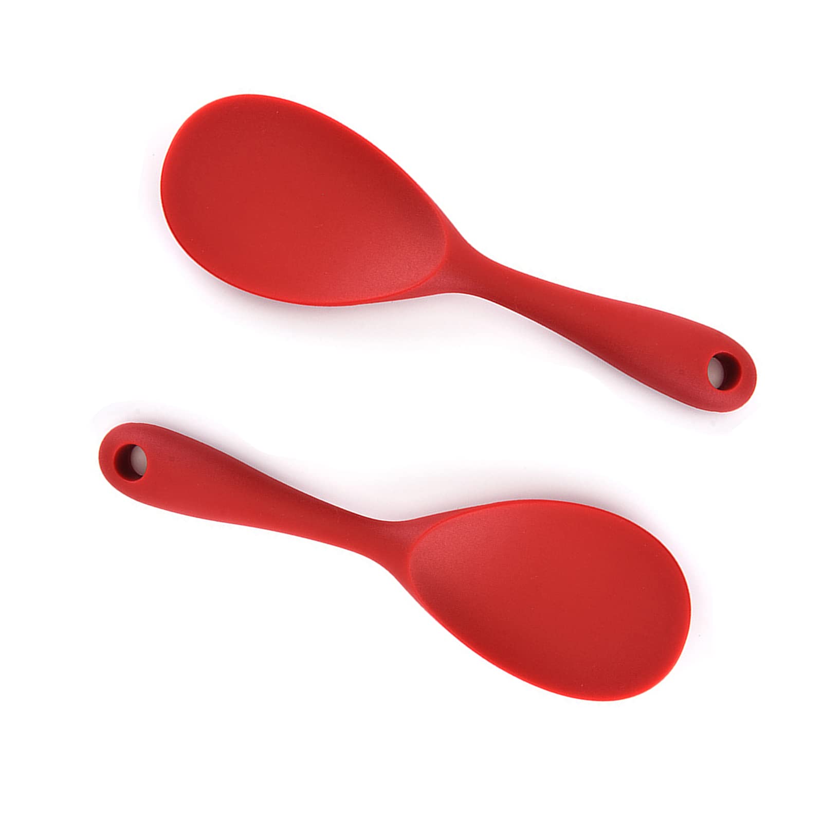 Dioycli Rice Paddle Nonstick Rice Spatula Heat Resistant Silicone Rice Spoon, Kitchen Cooking Red Rice Scooper for Soup, Salads, Mashed Potato (2 Pcs)