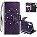 Produktbild COTDINFOR Huawei P20 Lite Hülle für Mädchen Elegant Retro Premium PU Lederhülle Handy Tasche mit Magnet Standfunktion Schutz Etui für Huawei P20 Lite Purple Wishing Tree with Diamond KT.