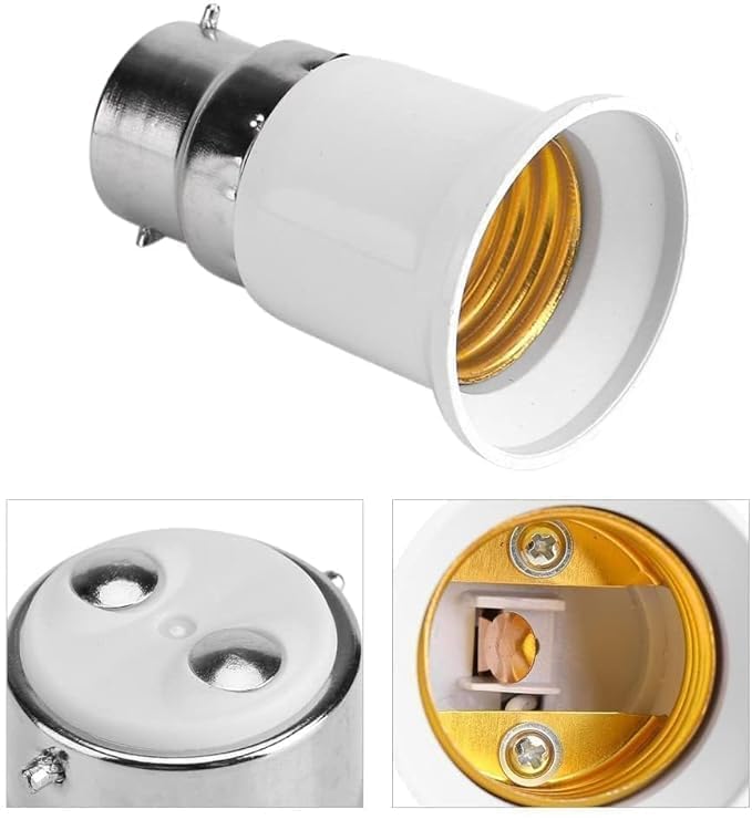 B22 to E27 PP Screw Base Socket Lamp Bulb Holder Light Bulb Adapter (White, Pack of 5)-image-27