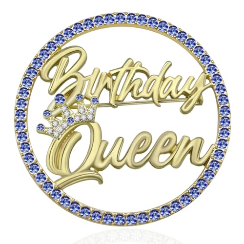 Image of Birthday Queen Pin, Gold Rhinestone Birthday Girl Pin - Metal Brooch for Party Outfit Accessories