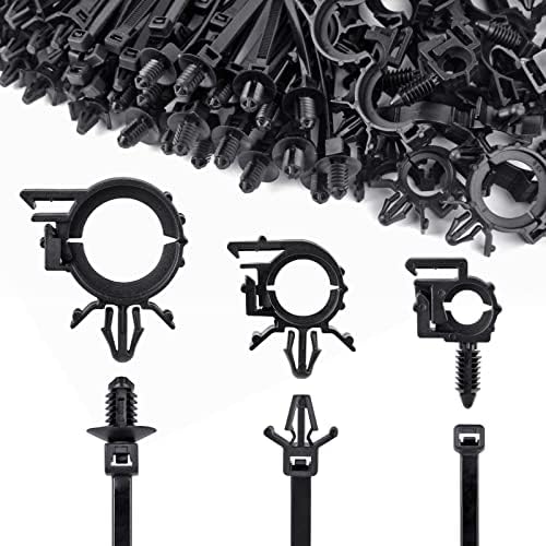 UNIGT 150pcs Push Mount Cable Zip Tie with Car Wire Loom Routing Clips