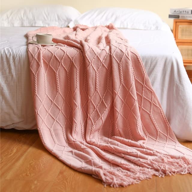 Manta de Punto Manta en Relieve de Color sólido Mantas Decorativas nórdicas para sofá Cama Throw Chunky Knit Throw Plaids
