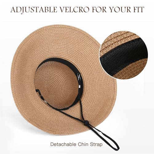Image of Beach Sun Hats for Women, Straw Hat for Women, Womens Sun Hat UPF 50+ UV Protection, Summer Hats Packable Foldable