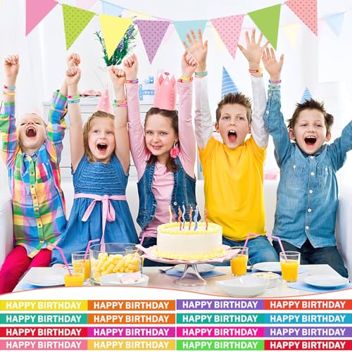 Image of JUNEBRUSHS 64pcs Happy Birthday Rubber Bracelets Classroom Reward Gifts