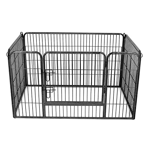 Feandrea Freilaufgehege für Haustiere, Laufstall, mit 4 Gitterplatten, transportabel, für innen und außen, Haustiere ohne Halsband, 122 x 80 x 70 cm, grau PPK04GY