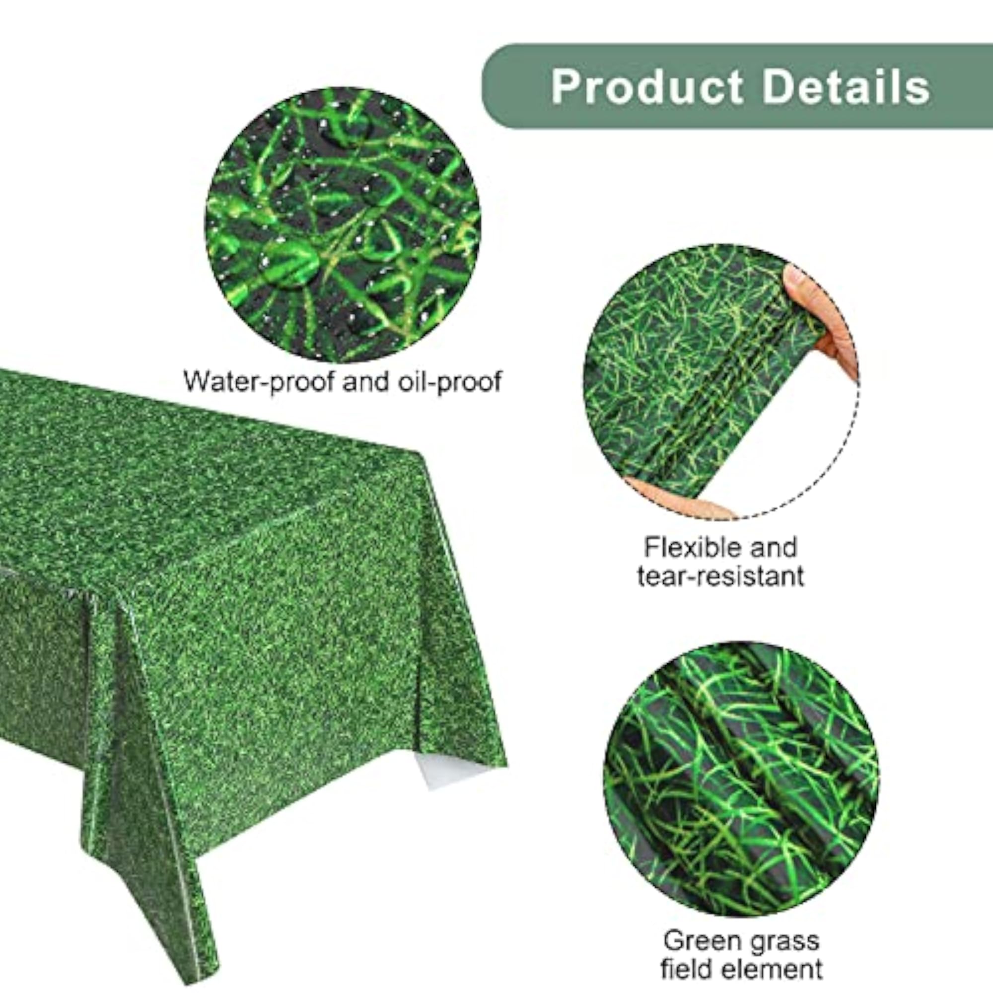 2 Pack Green Grass Field Plastic Tablecloths for Sports Theme Parties