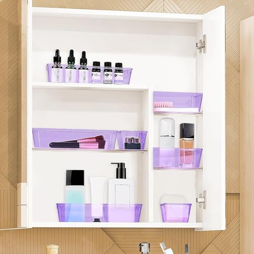 Image of 23 PCS Drawer Organizer Set, 5 Size Bathroom and kitchen organizer Trays | Bathroom and kitchen Drawer cabinet organizer Trays, Clear Storage Bins for Makeup, Jewelry, Utensils and Gadgets