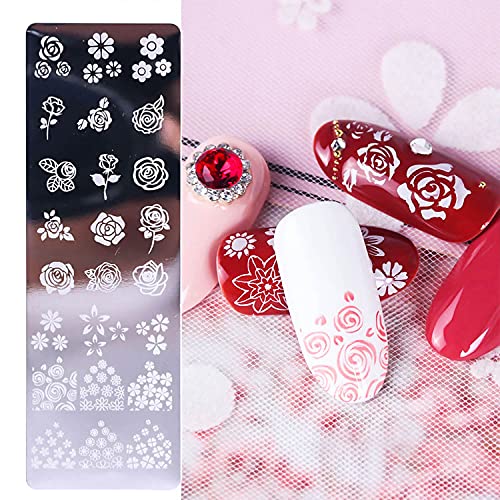 Nail Stamping Plate, Danneasy 6 Pieces Nail Art Image Stamp Nail Template Kit With Nail Stamper, Scraper, Storage Bag (Nature Style) #TOP5