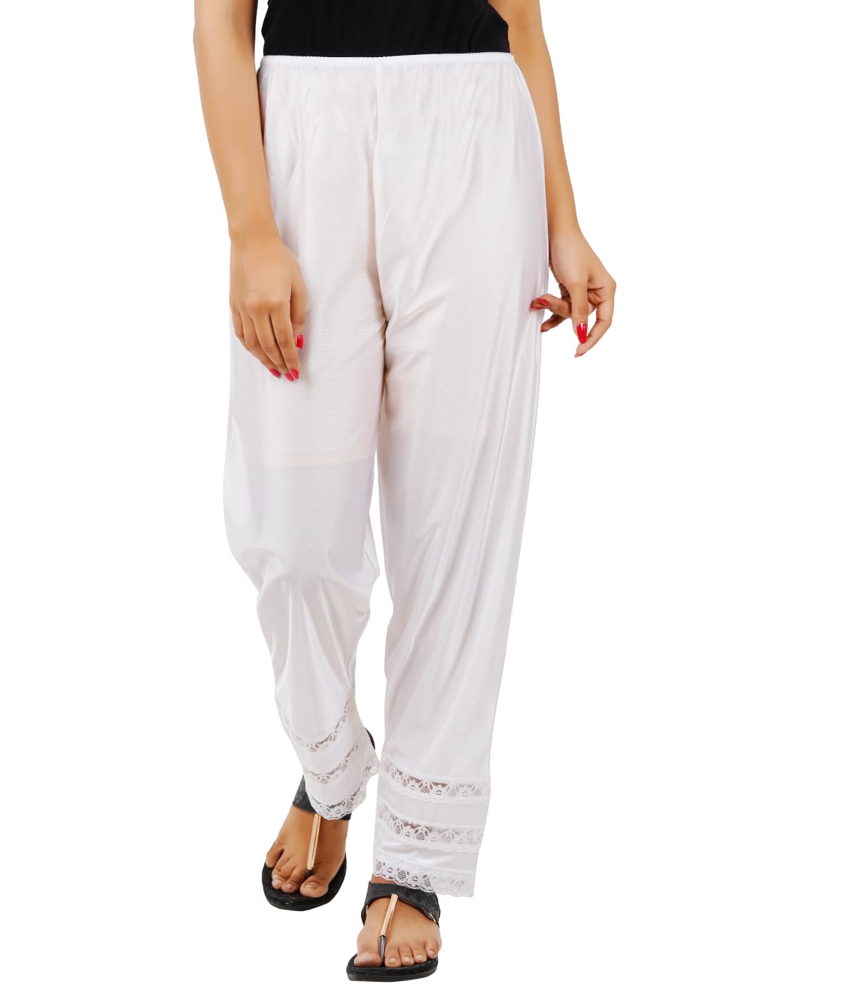 wemyc Nylon Women's Ankle Length Capri Pant Slip with Snip a Length - Color White-picture-23