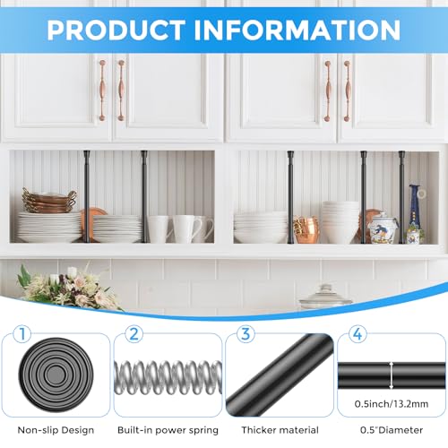 Image of 2 Pack Spring Tension Curtain Rod 8 to 12.5 Inch, DIY Mini Curtain Rods No Drill for Slim Window Cupboard Closet Sidelights, Black