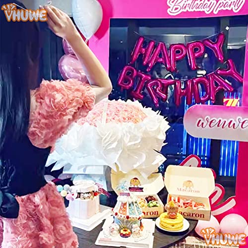 16 Inch Happy Birthday Balloon, Hot Pink Happy Birthday Balloons Banner Aluminum Foil Letters Balloons For Birthday Party Decorations Supplies #TOP7