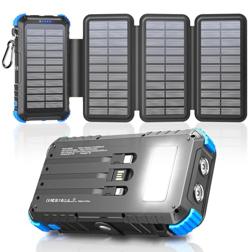 Chargeur Solaire 26800mAh avec 4 Panneaux Solaires, USB C 15
