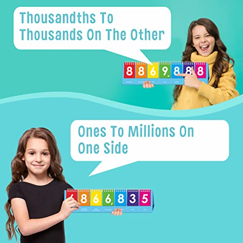Spritegru Freestanding Place Value Flip Chart, Double Side With Whole Numbers And Decimals, Educational Math Learning Tool To Count Place Value To The Millions #TOP2