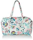 Vera Bradley Women's Cotton Large Travel Duffel Bag, Mint Flowers, One Size