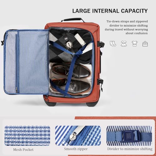 20'' Rolling Duffle Bag w/Wheels,Rolling Duffle Bag w/Handle,Carry on Luggage Travel Duffle Bags for Man Women（20,Orange）4