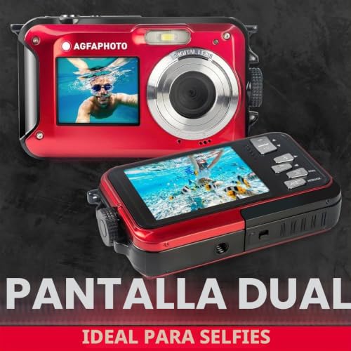 Cámara impermeable AgfaPhoto WP8000 roja para capturar tus aventuras acuáticas 3