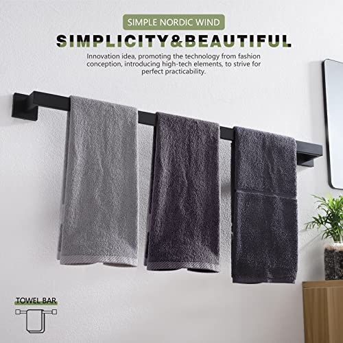 Image of KOKOSIRI 36-Inch Single Towel Bar, Bathroom Kitchen Towel Holder, Wall Mounted SUS304 Stainless Steel Towel Rack, Matte Black, B4003BK-L36