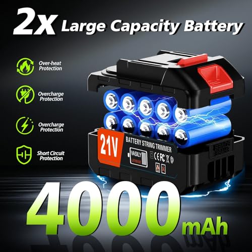 Image of Cordless Weed Wacker,21V Weed Electric Eater Battery Powered | 2Pcs 4.0Ah Batteries,3 Types Blades,Lightweight,3 in 1 Brush Cutter /Grass Trimmer /Lawn Edger