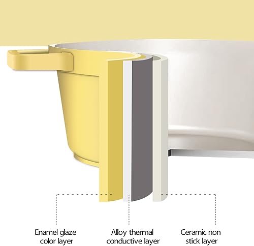 Miniatura 6 de DAYOOH Olla de horno holandés de hierro fundido esmaltado con tapa 6QT antiadherente revestimiento de esmalte sartén cocina utensilios de cocina