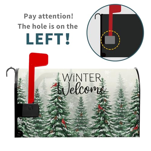 Image of Winter Welcome Mailbox Covers Magnetic Standard Size 21x18, Winter Cardinal Birds Decoration Mailbox Wraps Nature Snowy Forest Post Letter Box Cover for Home Garden Outdoor Yard