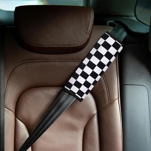Image of YR Seat Belt Cover for Kids, Soft Comfort Seat Belt Cushion for Children, Cute Cartoon Pattern Car Seat Belt Pads Cover for Girls and Boys, 1 Pack (Checkerboard Pattern)