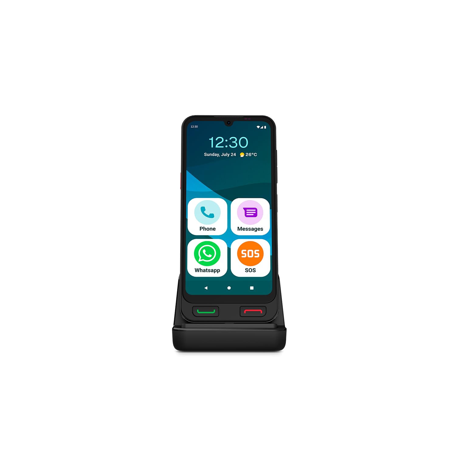 SPC Zeus 2 Pro smartfon dla starszych kompatybilny z aplikacją do zdalnego sterowania i lokalizacji | łatwy tryb, przyciski fizyczne, ikony XXL | 6.1", dwie kamery, 128 GB | stacja ładująca, przycisk