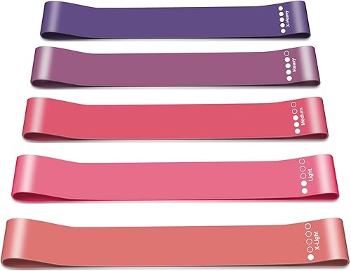 Banda de resistencia para mujeres y hombres, juego de 5 niveles de resistencia diferentes para gimnasio, entrenamiento, yoga, pilates, hogar (morado)