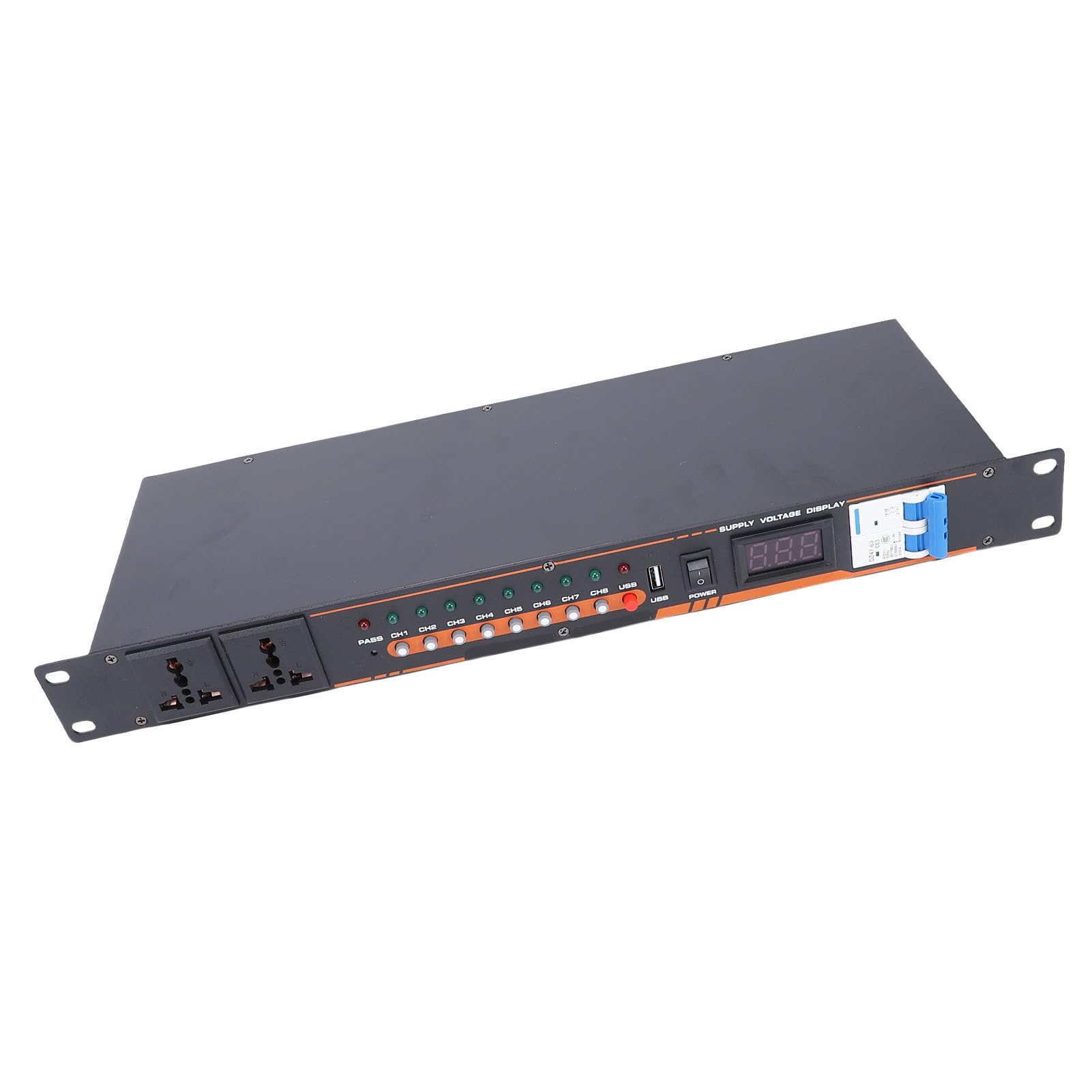 Akozon Equipo de Audio de Alta Potencia, 10 Salidas, Secuenciador de Potencia con Pantalla de Voltaje Digital, Interruptor, Amplificador de Escenario para Estudio (Enchufe de la UE)
