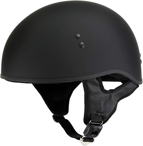 Hot Leathers HLD1001 'Flat Matte Black' Motorcycle DOT Skull Cap Classic Half Helmet for Men and Women Biker