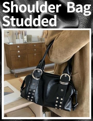Image of Studded Purses Y2k Shoulder Bag Vintage Leather Punk Handbag Grunge