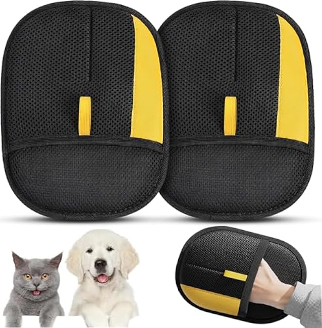 2Pcs Electrostatic Gloves Pet Hair, Reusable Cat & Dog Magic Brush Pet Hair for Couch, Applies to Furniture, Carpet, Curtain, Upgraded Electrostatic Pet Hair Remover Glove-Tqe3RvWG