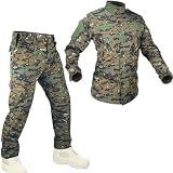 Tactical Military Camo BDU Uniform Set for Men Combat Shirt & Pants Ripstop Apparel for Outdoor Hunting Airsoft Paintball