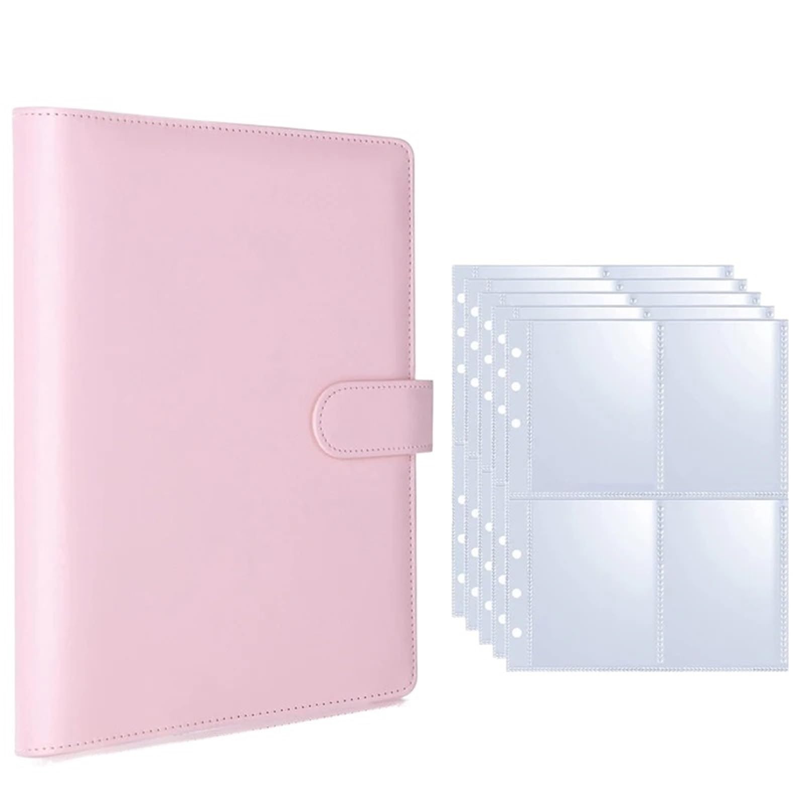 Álbum de fotos A5 de 25 Pas, 4 rejillas por Pa, carpeta de hojas sueltas para tarjetas de ídolos, soporte para tarjetas fotográficas estilo mármol blanco, perfecto para coleccionistas