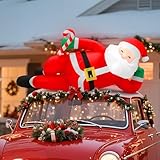 Soulchen 5 ft Christmas Car Decoration Inflatable Santa Claus Car Roof Outdoor Decoration Christmas Blow up Yard Decor with Built-in LEDs for Xmas Holiday The Top of Truck Decor