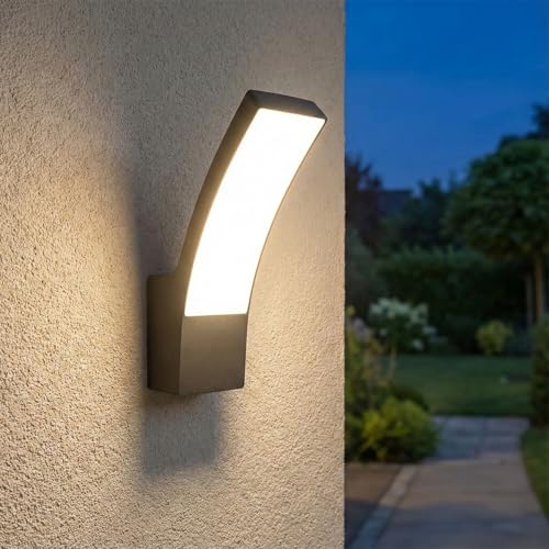 Arum Applique Murale LED Extérieure THALI 12W – Puissante 1260 Lumens – Fonte d'Aluminium Gris Anthracite – Étanche IP54 – Éclairage Design pour...