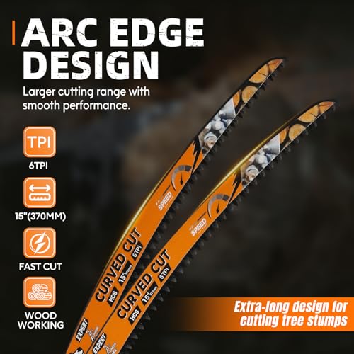 Image of Japanese Teeth Reciprocating Saw Blade 6TPI, Wood Pruning Saw Blades 15 Inch, for Tree Trimming, Wood Cutting, 5 Pack