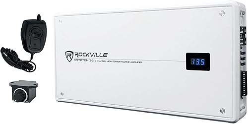 Rockville Krypton S6 2600W Amplificador MarinoBarco de 6 Canales, RMS Certificado por Dyno, Micrófono PA Incluido, PCB con Recubrimiento Conformal,