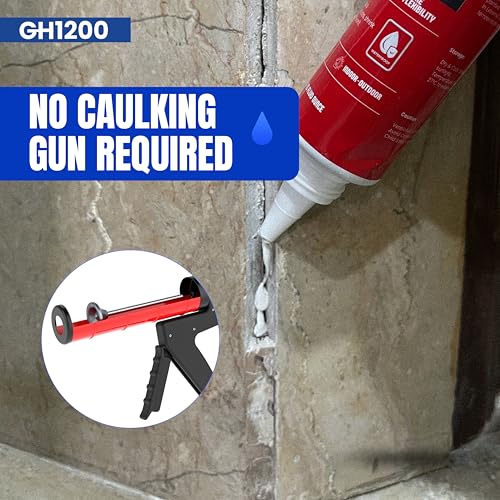 Image of GH1200 White Silicone Sealant - 150 ML /5 FL Oz Waterproof Sealant for Kitchen & Bathroom - Shrink & Crack Proof Silicone Caulk - Indoor & Outdoor Use Sealant - Strong Formula Silicone Adhesive Tube