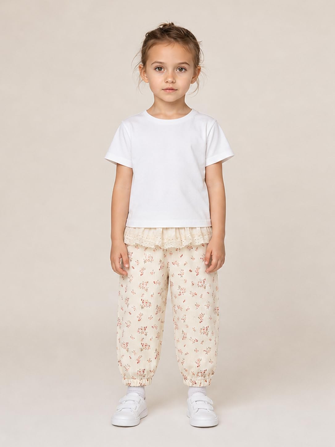 Baby Toddler Girls Joggers Ruffle Trim Solid Floral Elastic Waist Sweatpants 12M-5Y