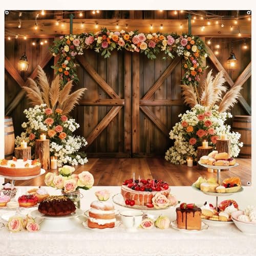 Fondo rústico de boda 10x8ft decorativo en tela miniatura 5