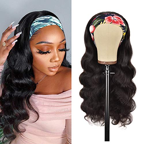 Headband Wigs for Black Women None Lace Headband Body Wave Wig Brazilian Virgin Hair Persephone Glueless Machine Made headband Wigs 150% Density(18 inch)